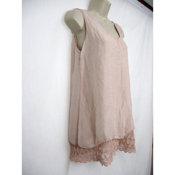 Elena Baldi Silk Top Women Small Crochet Lace Lagenlook Coquette Romantic Pastel - Picture 6 of 16